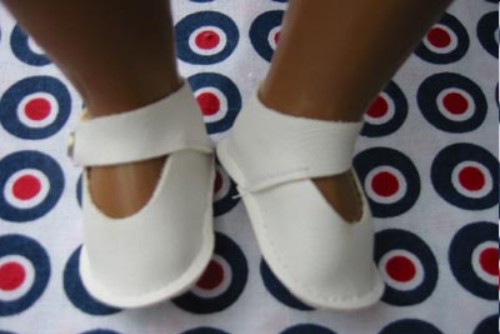 White ankle strap shoes for sasha baby dolls